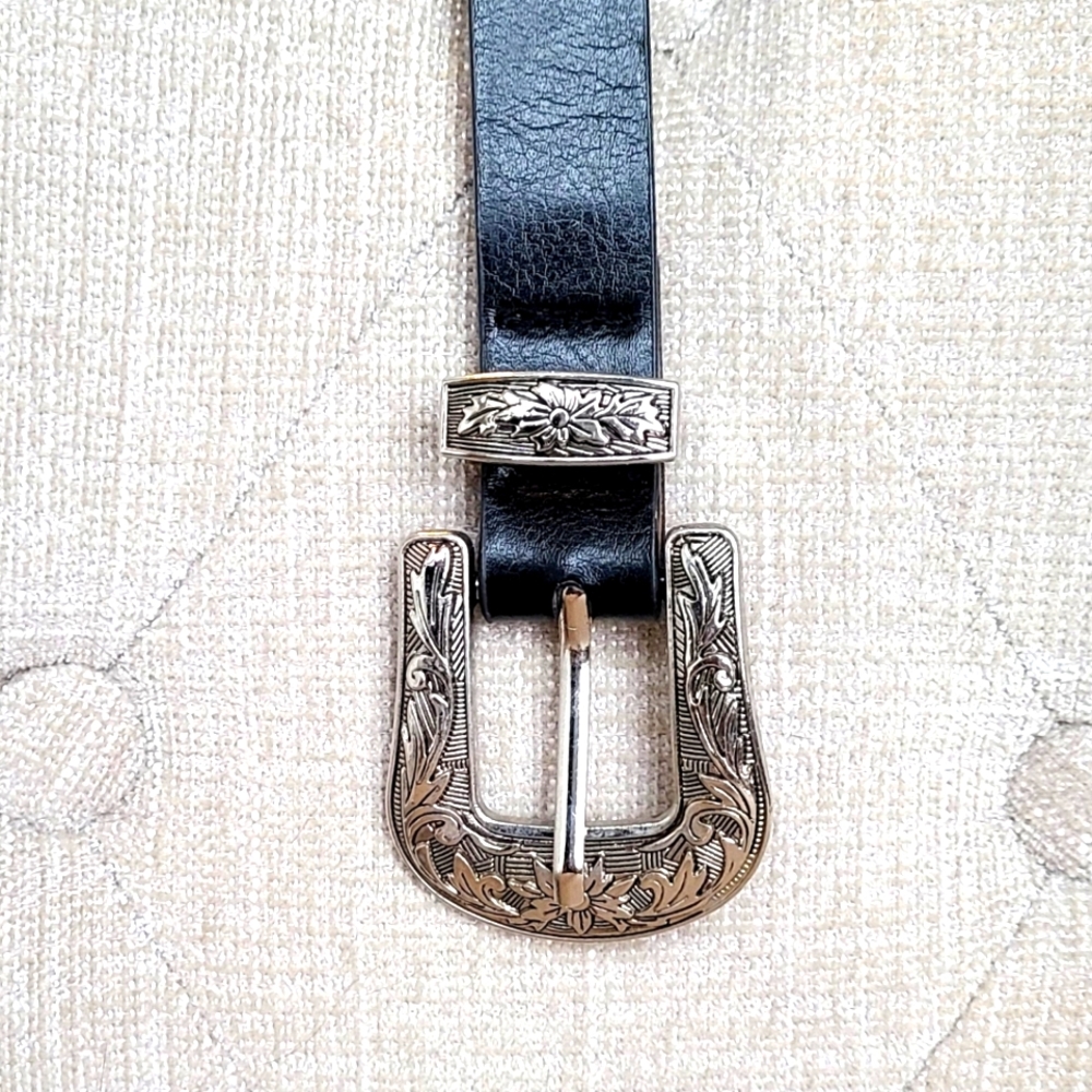 Vintage Buckle Black Belt Size 41